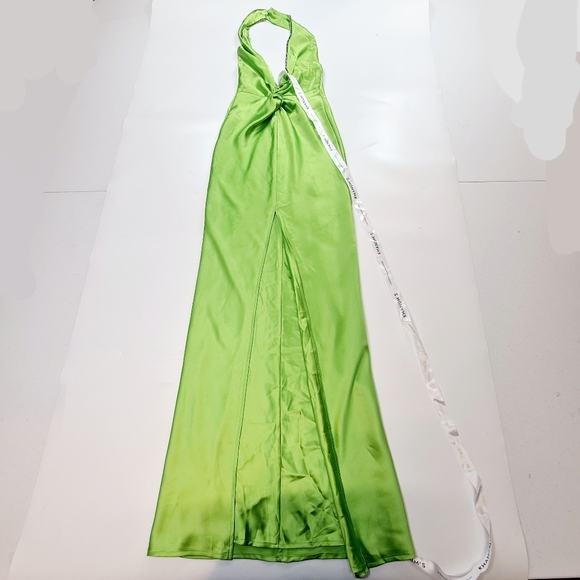 Khanums X Revolve Halter Gown With Slit in Pear Green - Picture 2 of 16